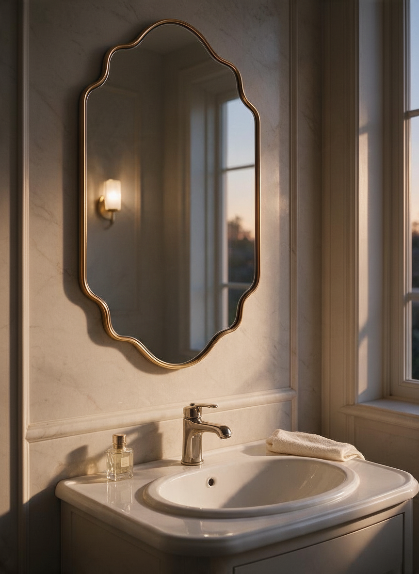 Scalloped gold dc mirror