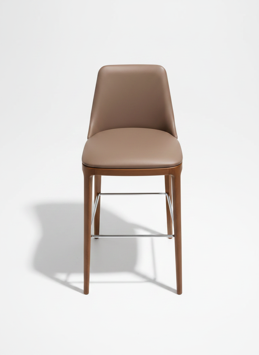 Upholstered Quilted Bar Stool with Solid Wood Frame