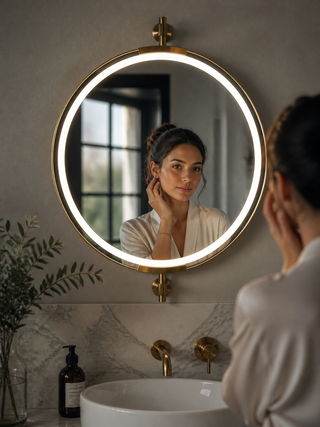Haldor gold lighted mirror