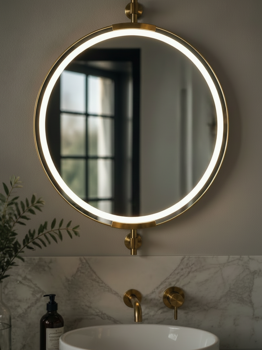 Haldor gold lighted mirror