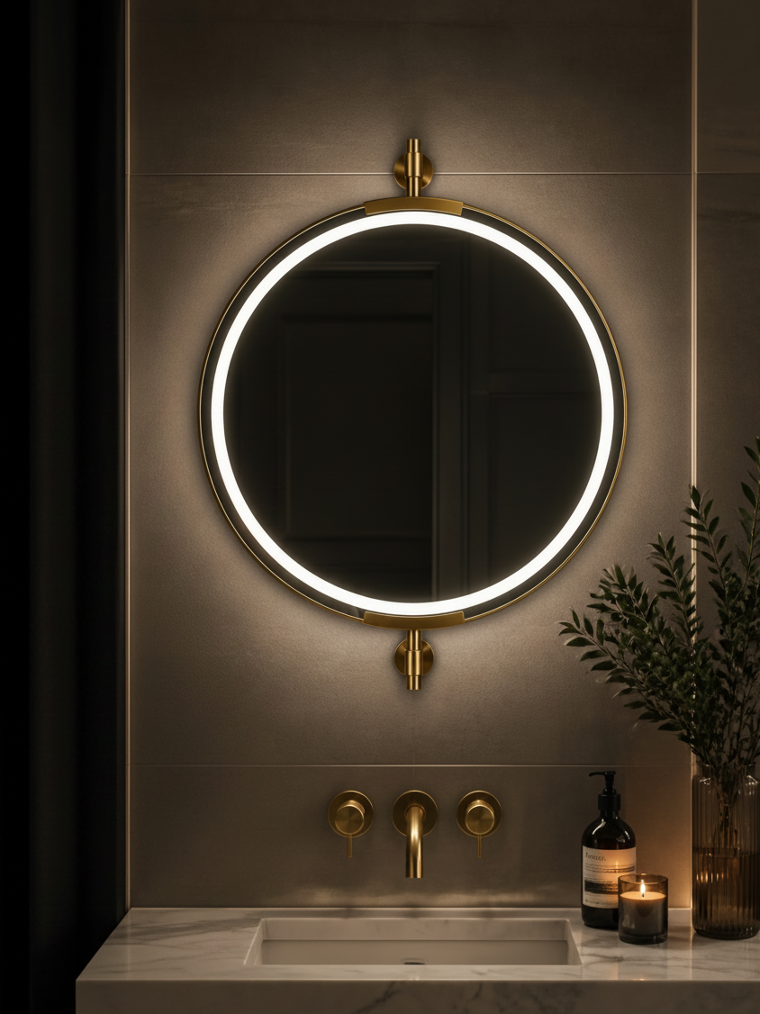 Haldor gold lighted mirror
