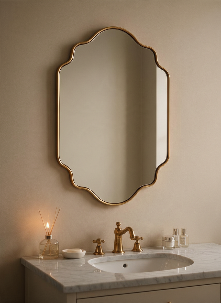 Scalloped gold dc mirror