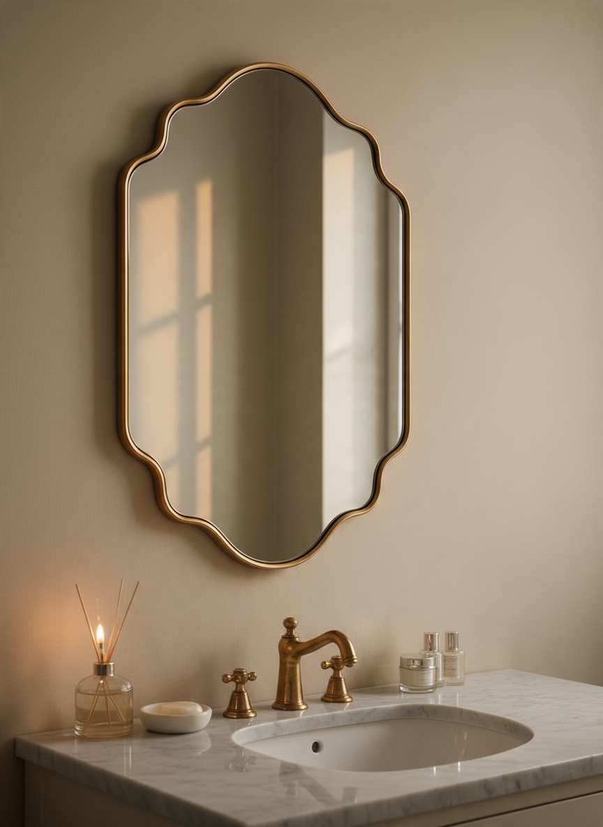 Scalloped gold dc mirror