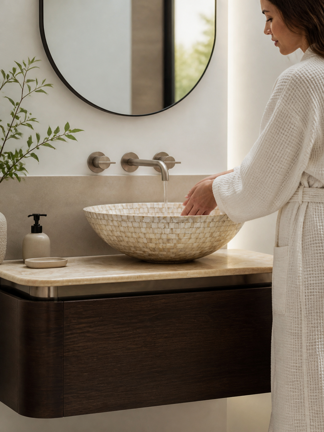 Mother Of Pearl Bathroom Vanity Set