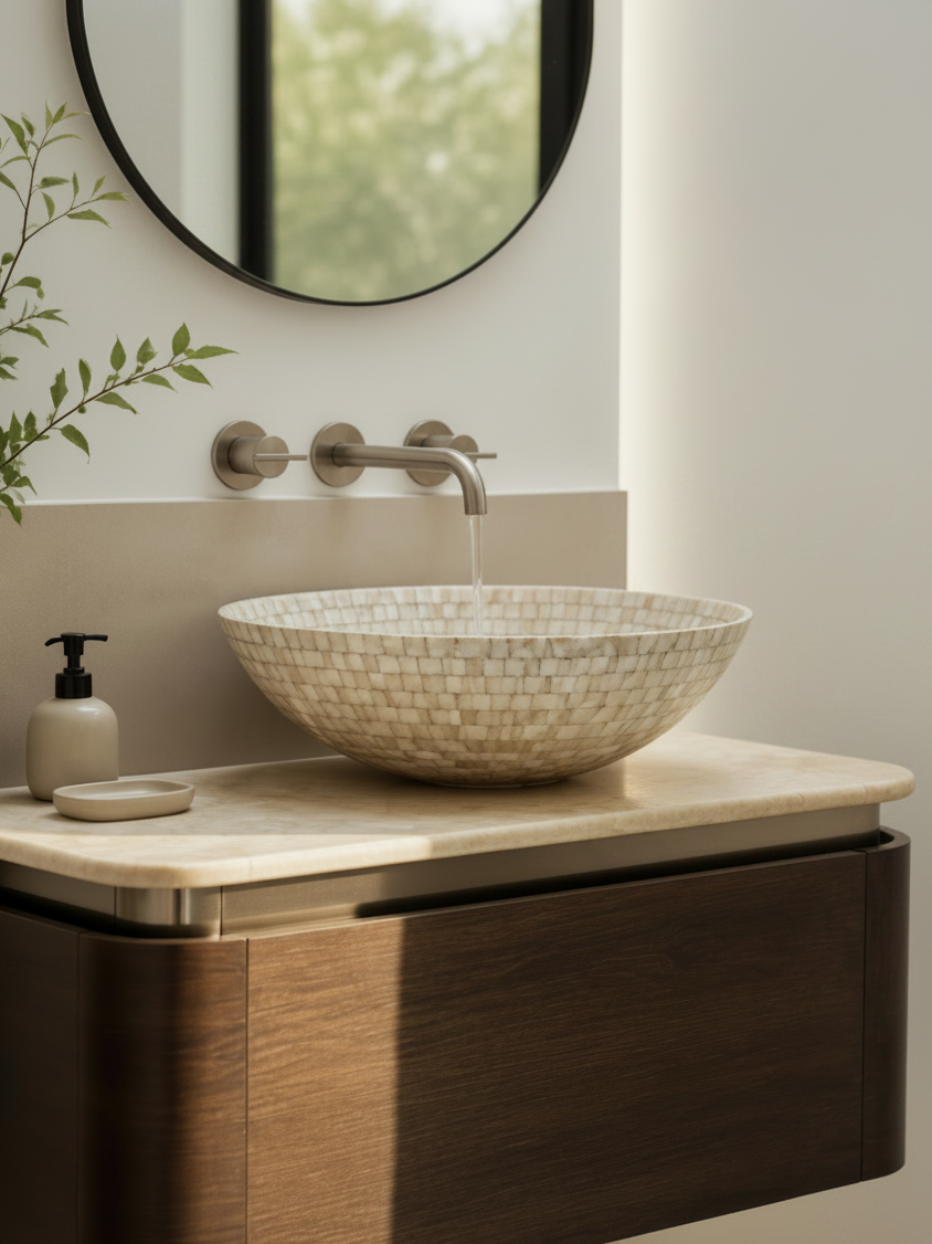 Mother Of Pearl Bathroom Vanity Set