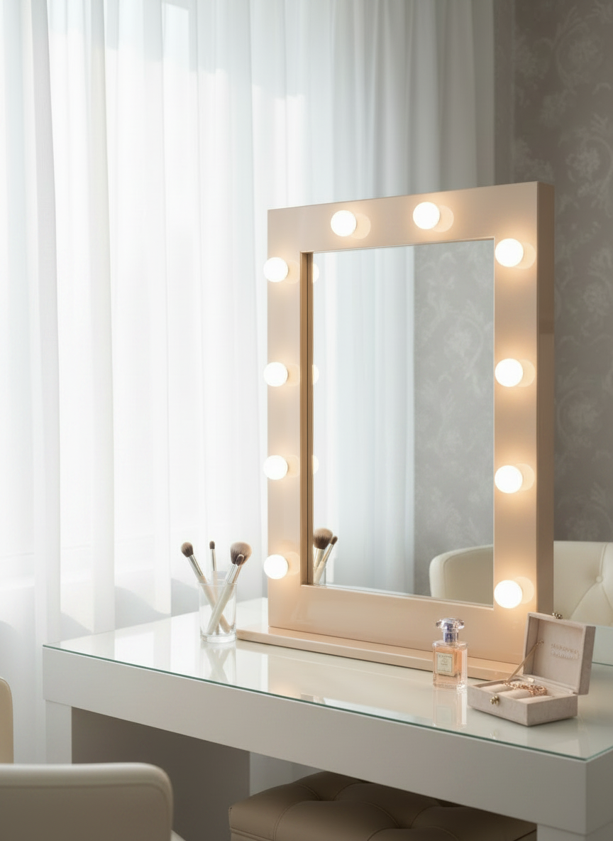 Cream Hollywood Makeup Mirror