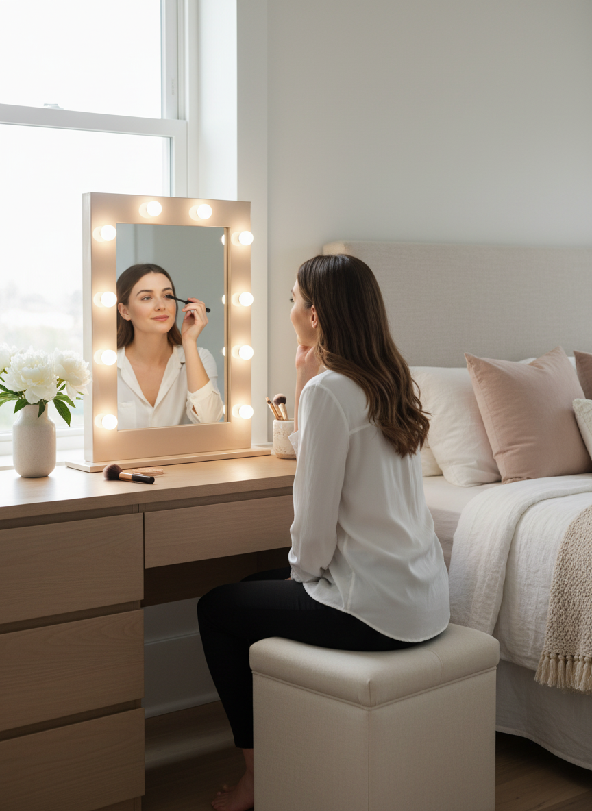 Cream Hollywood Makeup Mirror