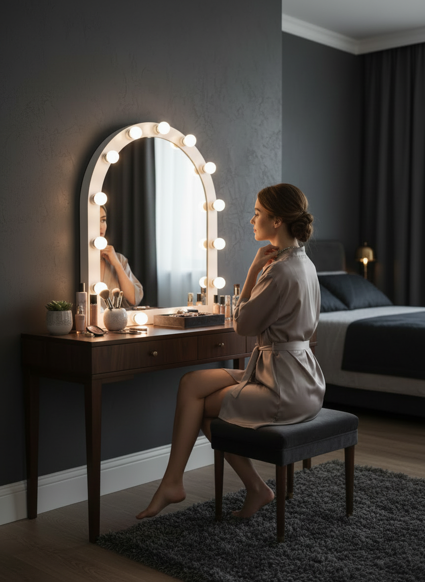 Glazing White Makeup Mirror