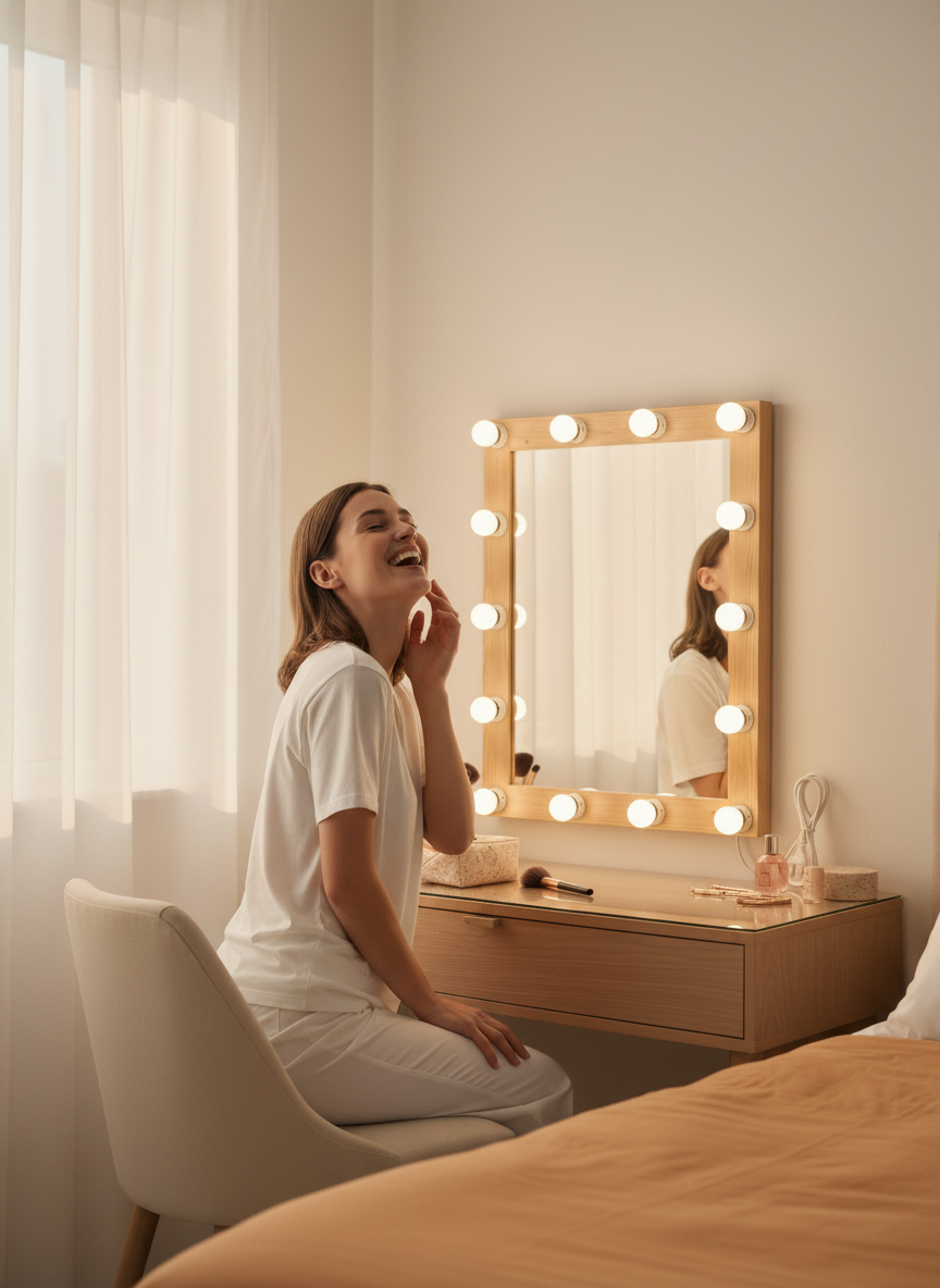 Oak-wood G4 vanity mirror