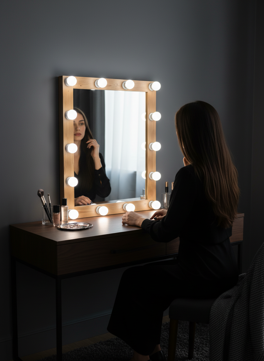 Oak-wood G4 vanity mirror