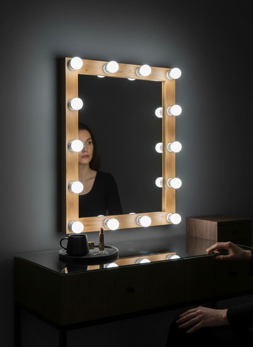 Oak-wood G4 vanity mirror