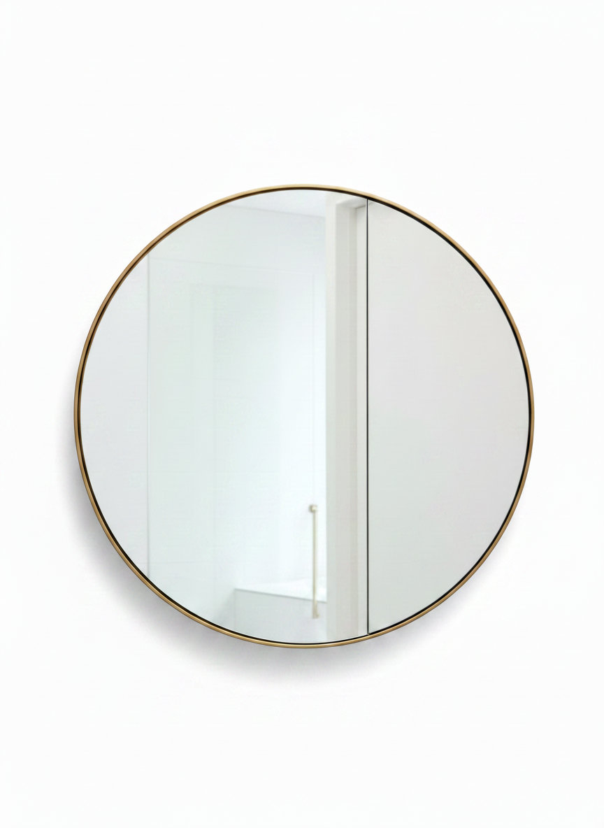 Golden Round Storage Mirror