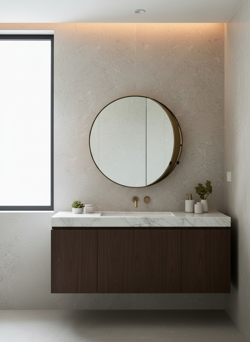Golden Round Storage Mirror