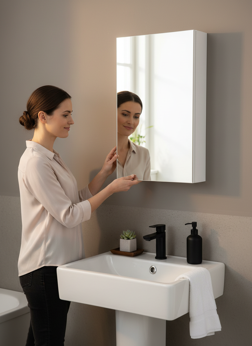 White Storage Mirror