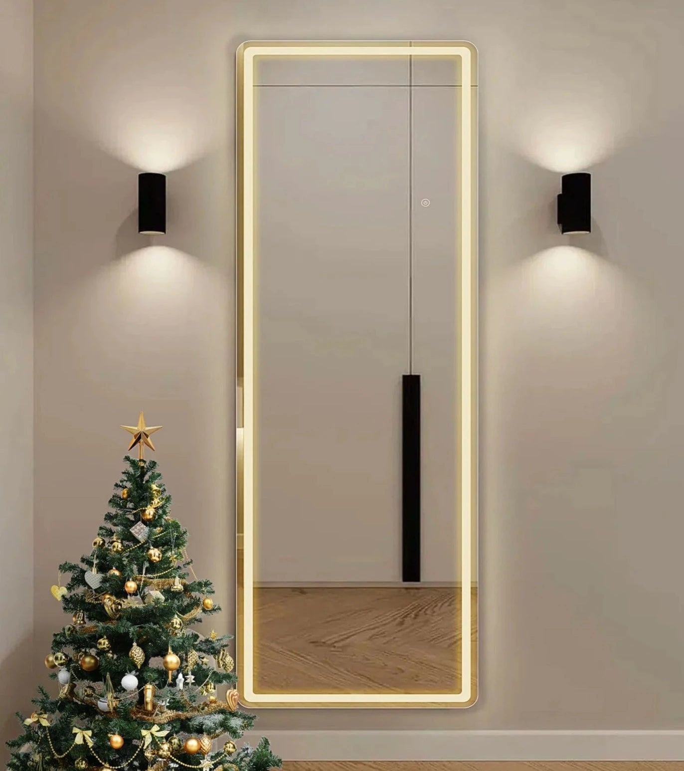 LED Dressing Table Mirror 50 x 60 cm Black BEAUVOIR - Beliani.ch