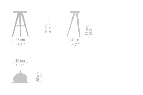 Moddy Wooden Bar Stool with Metal Legs
