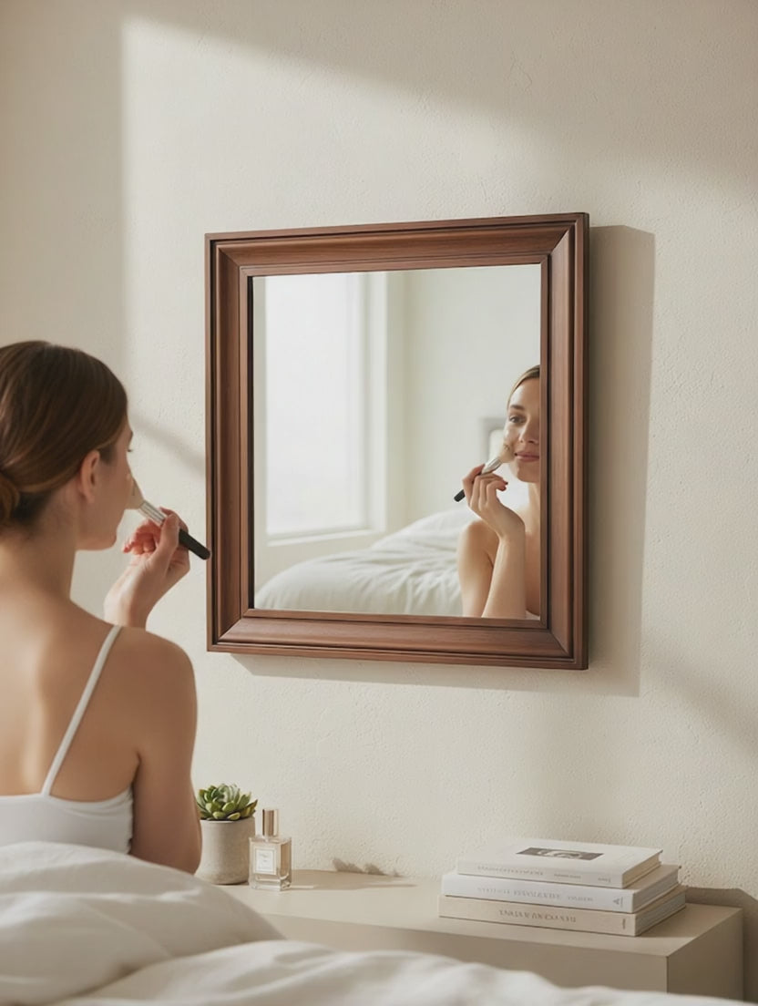 Teak max square decorative mirror