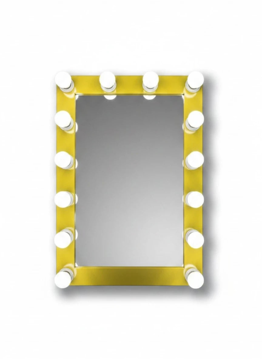 Glowing yellow vanity mirror