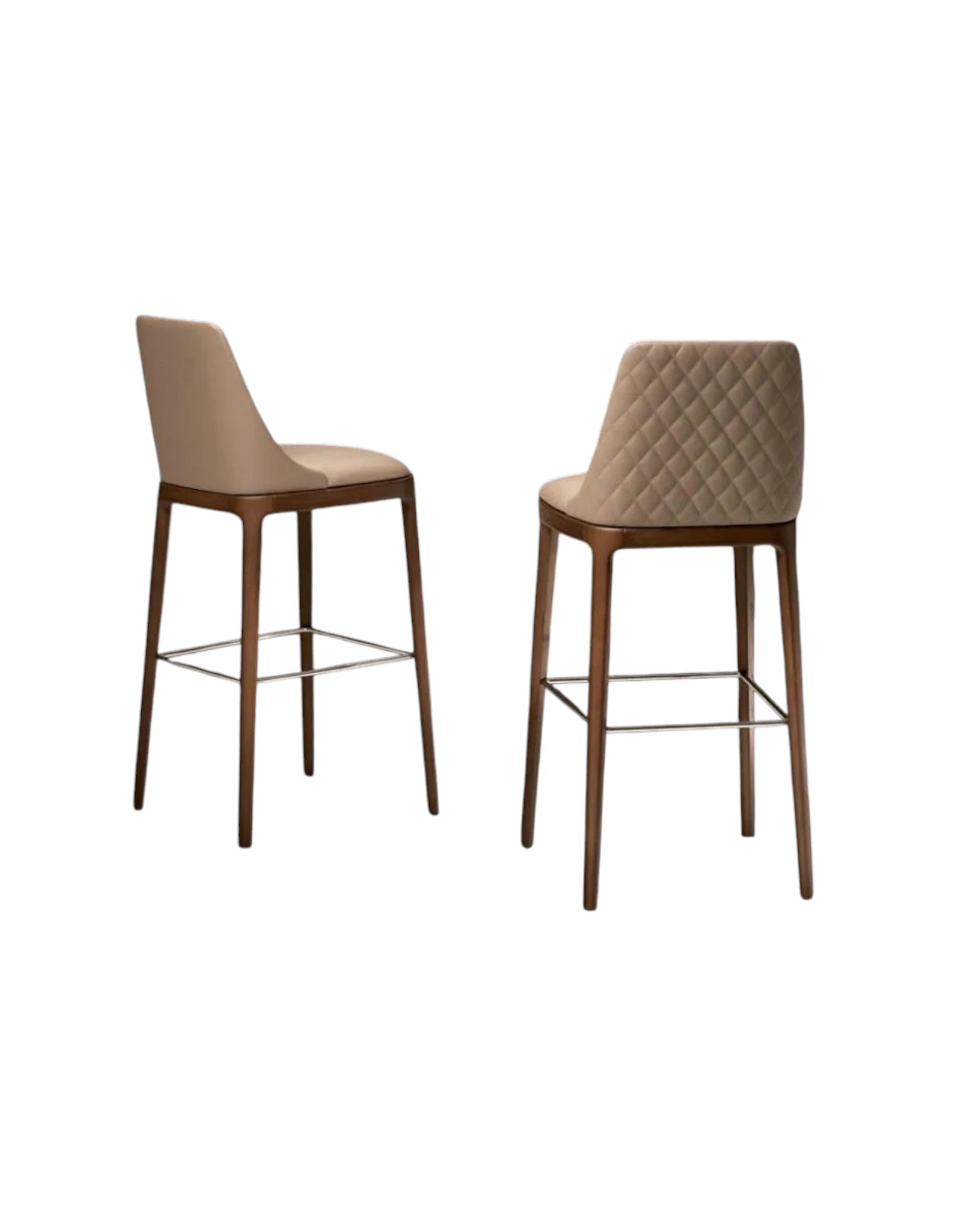 Upholstered Quilted Bar Stool with Solid Wood Frame