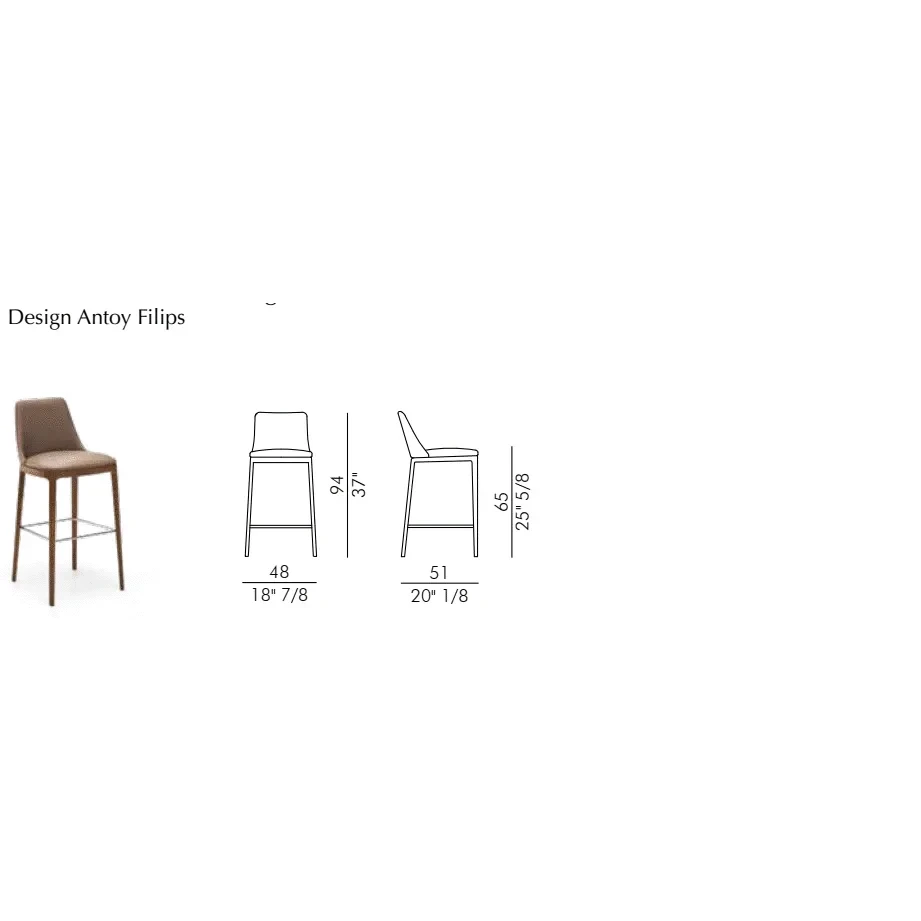 Upholstered Quilted Bar Stool with Solid Wood Frame