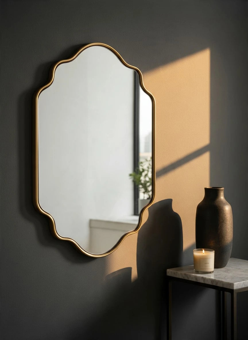Scalloped gold dc mirror